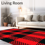 Bold Red Black Gingham Plaid Rug