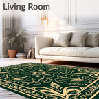 Emerald Foliage Swirl Border Rug
