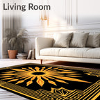Golden Sunburst Art Deco Frame Rug