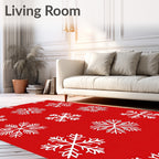 Red White Snowflake Scatter Rug
