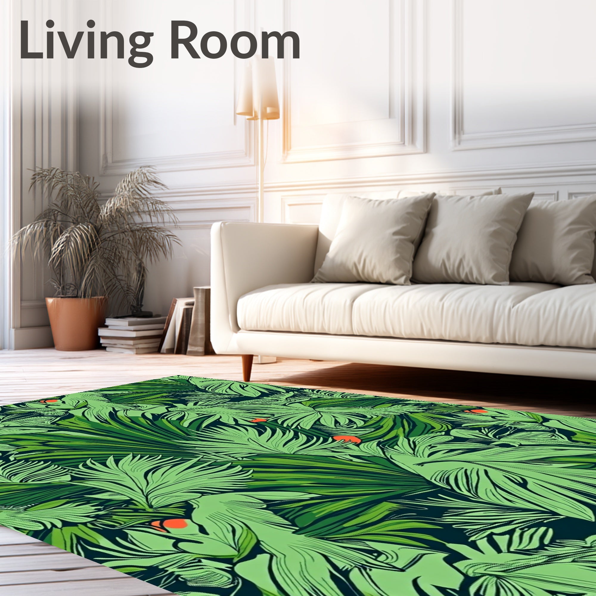 Lush Green Tropical Foliage Rug