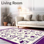 Purple Village Houses And Trees Rug