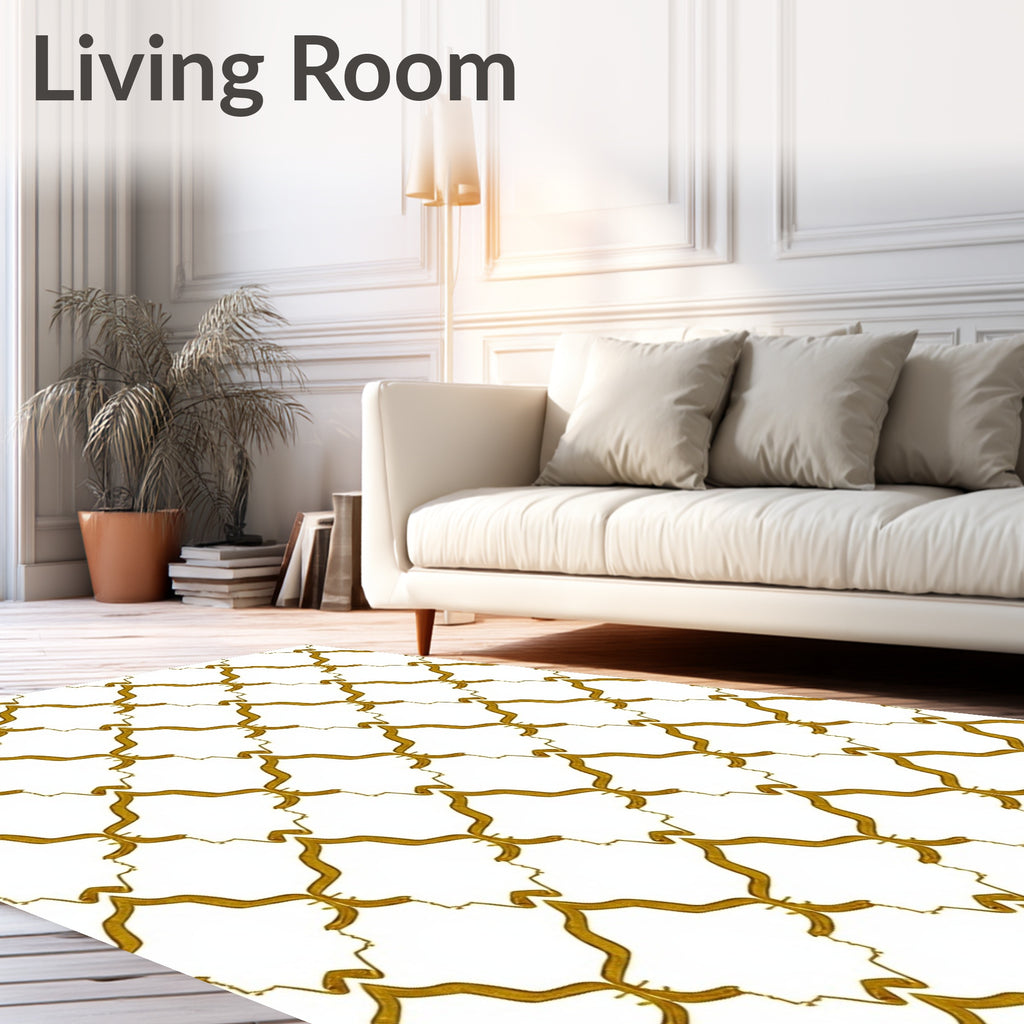 Golden Lattice Quatrefoil Repeat Rug