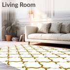 Golden Lattice Quatrefoil Repeat Rug