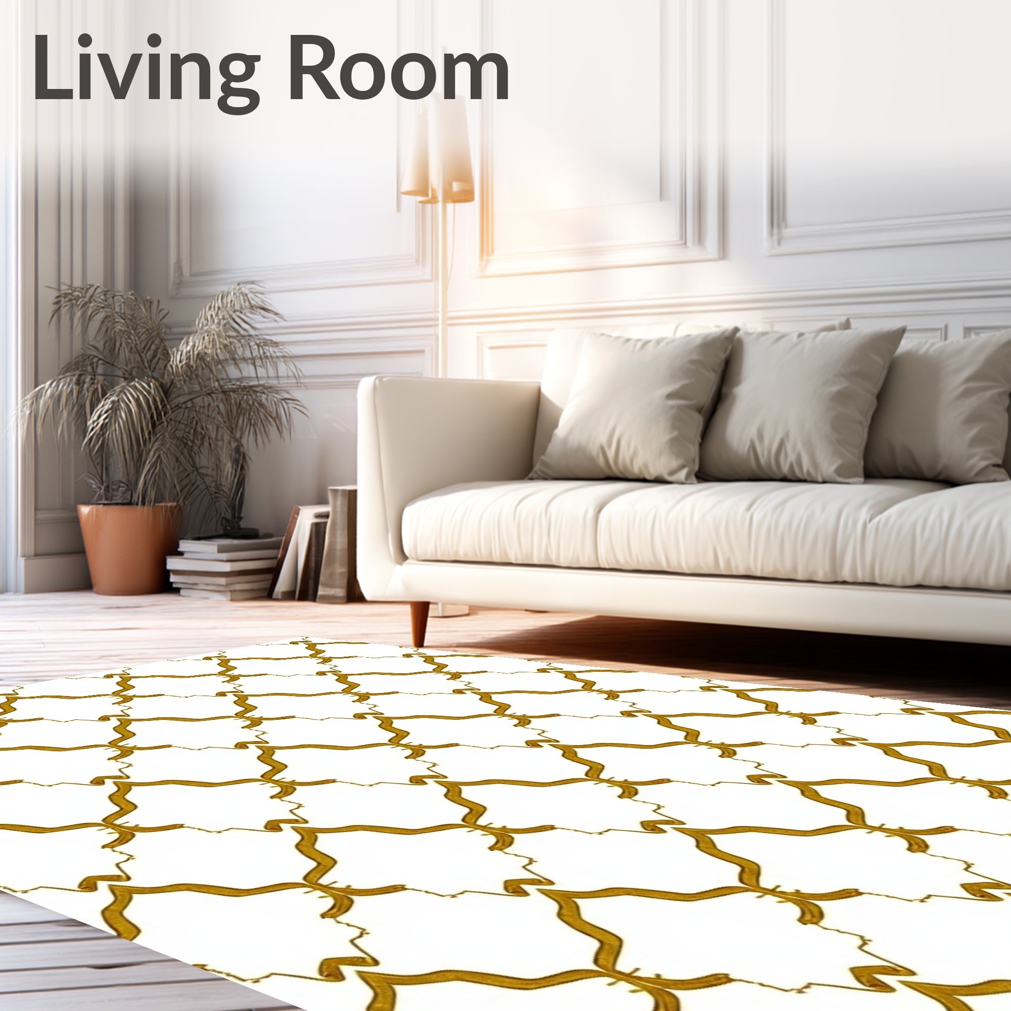 Golden Lattice Quatrefoil Repeat Rug
