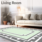 Pale Green White Bordered Geometric Rug