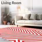 Bold Red Zigzag Geometric Stripe Rug