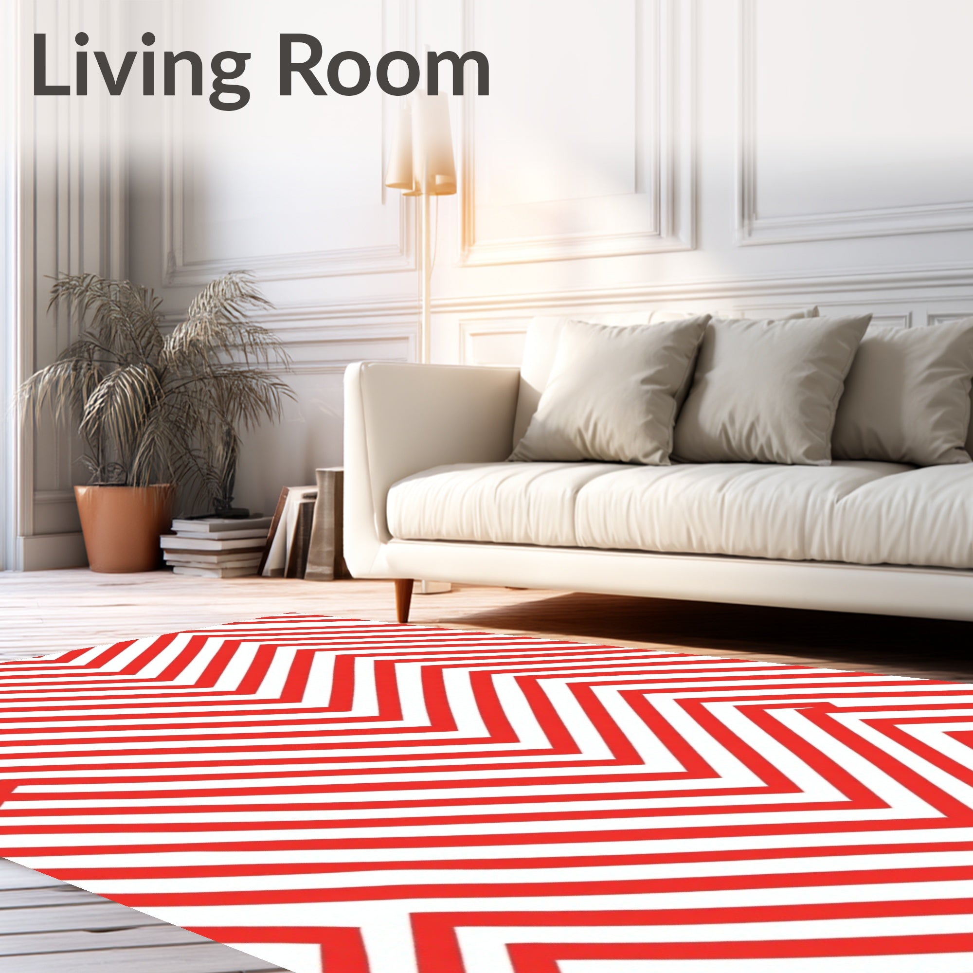 Bold Red Zigzag Geometric Stripe Rug
