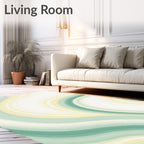 Pale Aqua Yellow Swirl Flow Rug