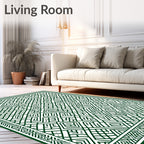 Green Abstract Geometric Maze Rug