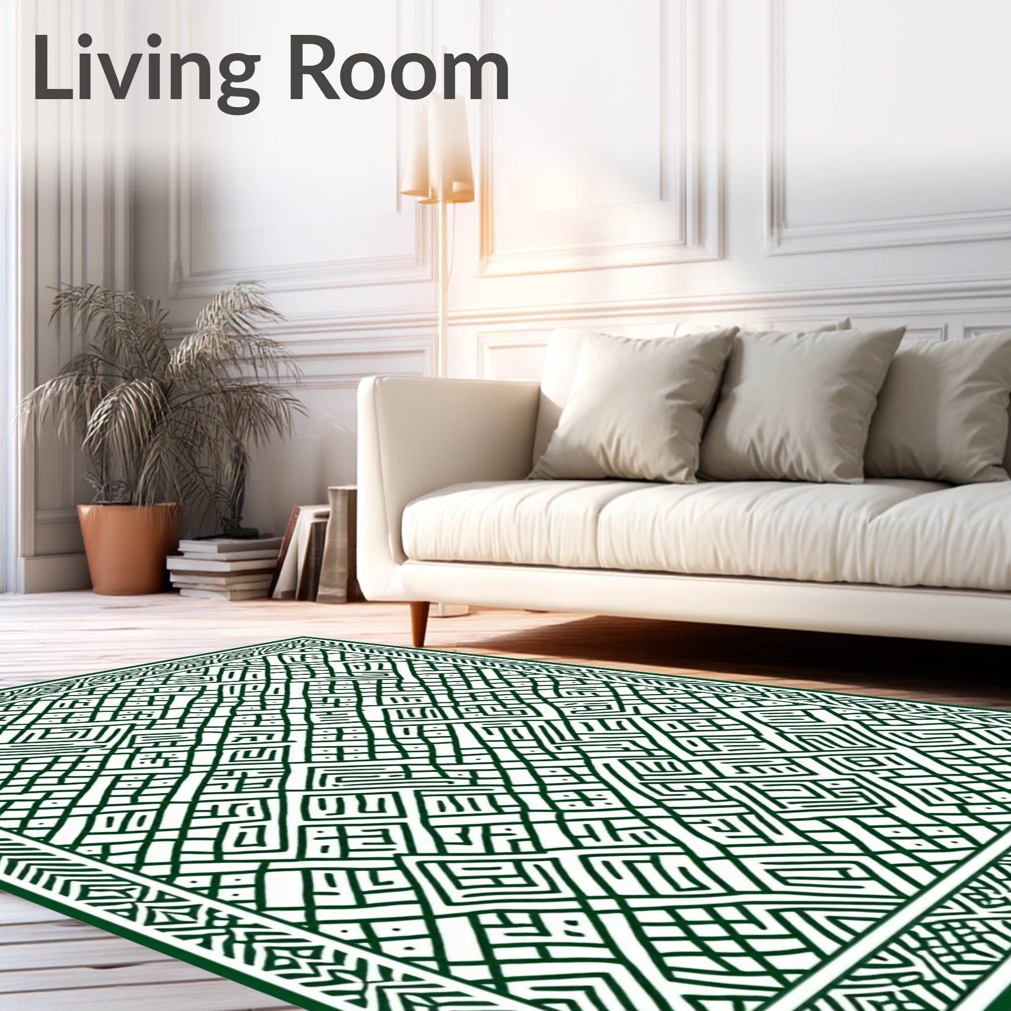 Green Abstract Geometric Maze Rug