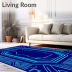 Electric Blue Circuit Board Rug