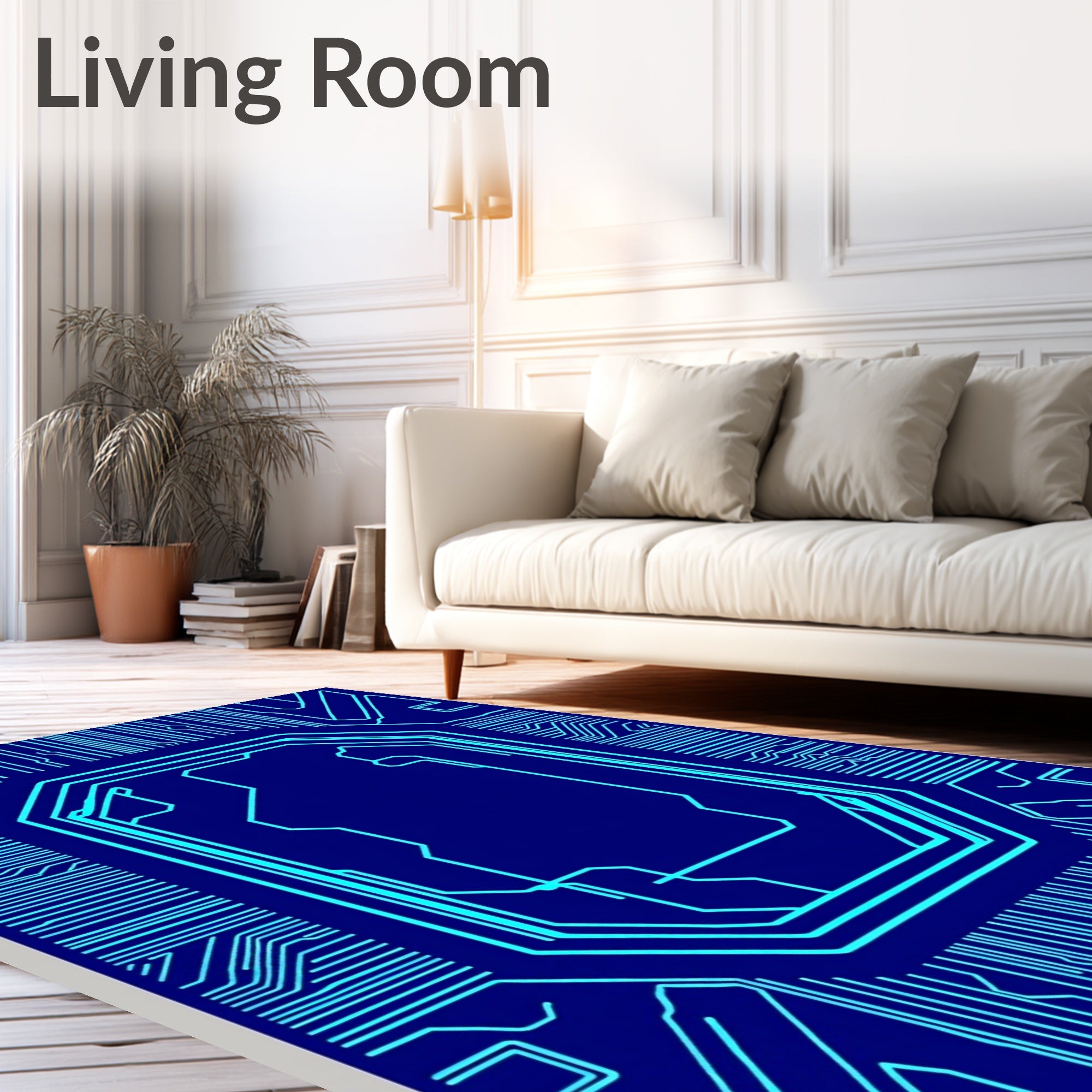 Electric Blue Circuit Board Rug