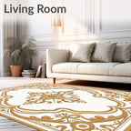 Golden Ornate Floral Medallion Rug