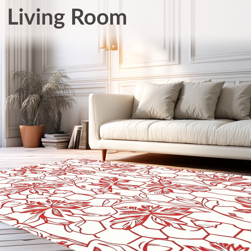 Crimson Branch Hexagon Overlay Rug