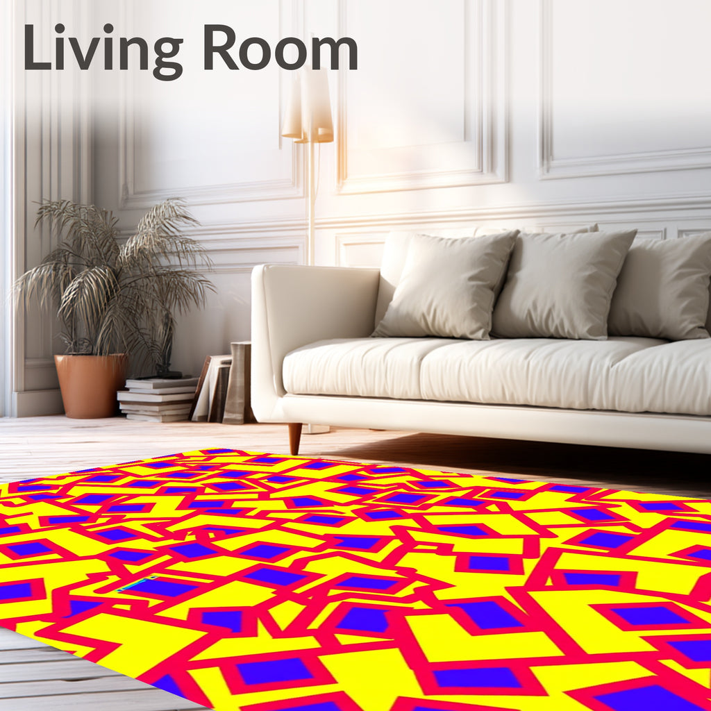 Yellow Red Blue Geometric Jumble Rug