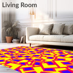 Yellow Red Blue Geometric Jumble Rug