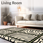 Abstract Cream Black Organic Window Rug