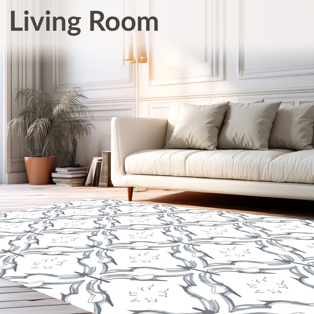 Gray Lattice Arabesque Medallion Rug
