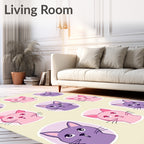 Playful Purple Pink Cat Faces Collage Rug