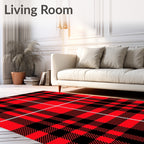Bold Red Black Plaid Tartan Rug