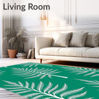 White Palm Tree Tropical Emerald Rug