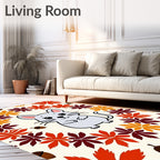 Cute Gray Mouse Autumn Leaf Border Rug