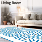 Electric Blue Circuit Board Lines Rug