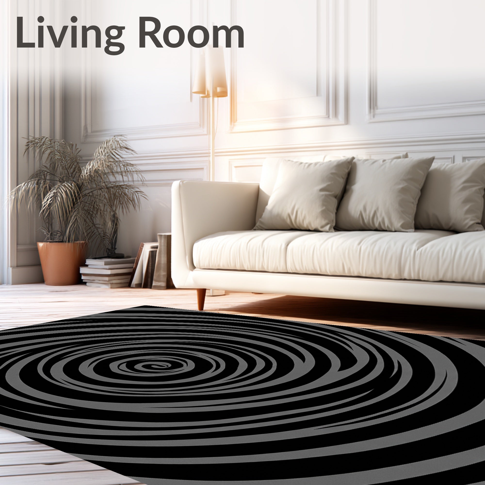 Dark Gray Swirling Vortex Hypnosis Rug
