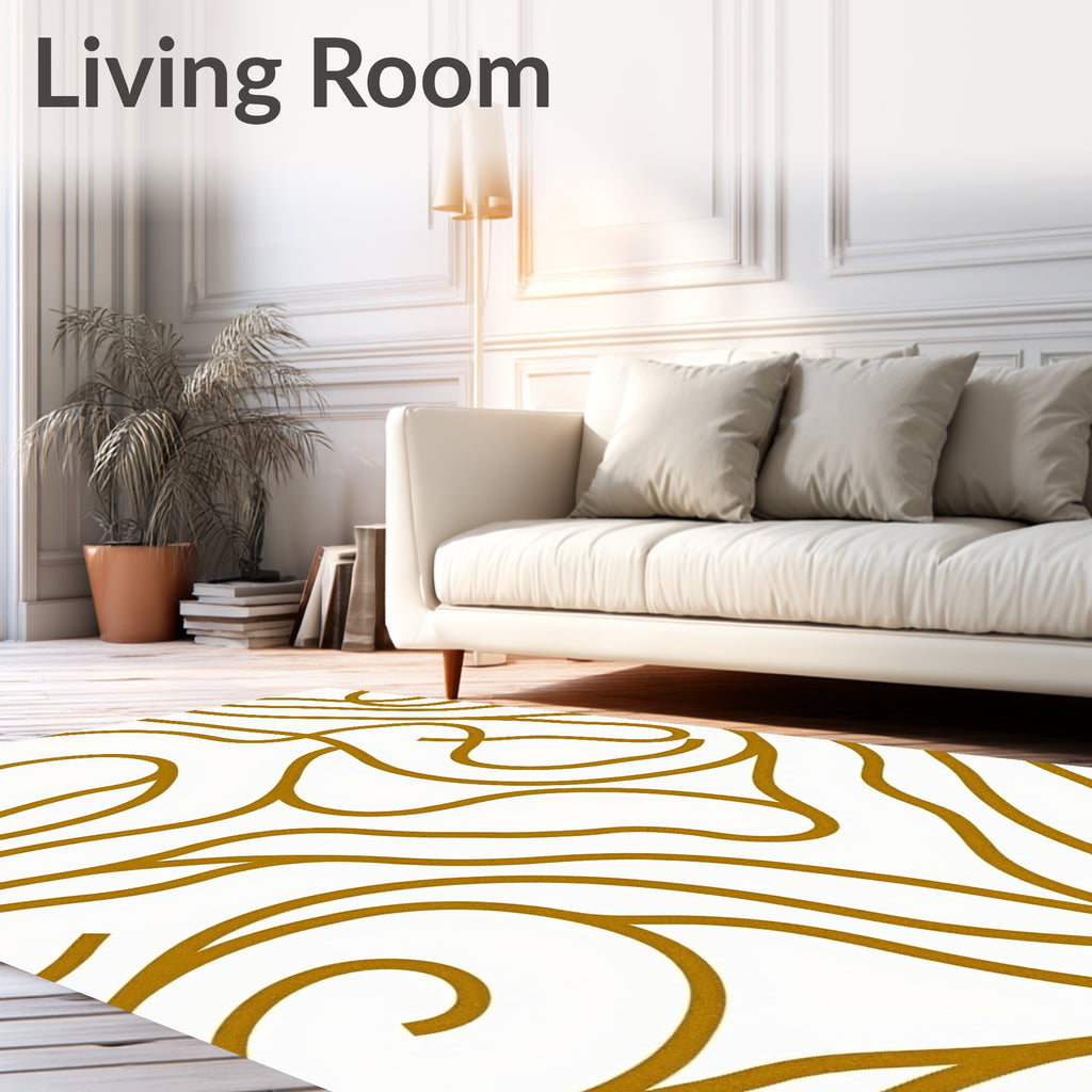Golden Swirl Organic Abstract Rug