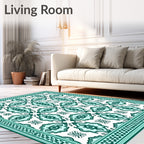Emerald Green Medallion Arabesque Rug