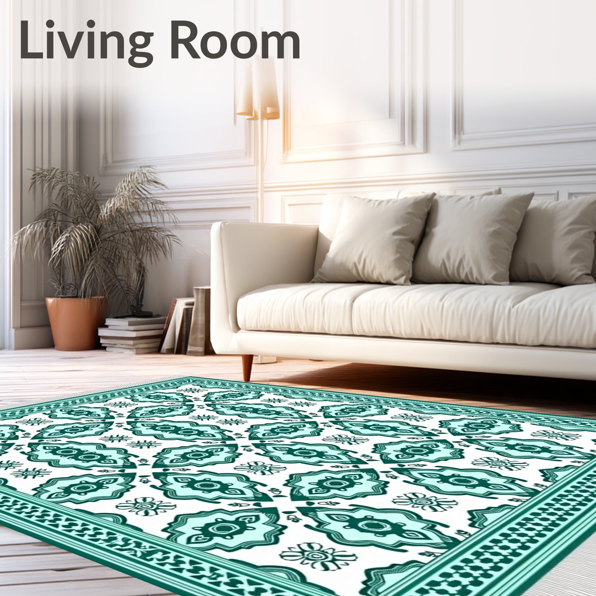 Emerald Green Medallion Arabesque Rug