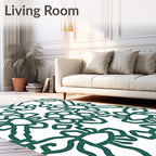 Deep Teal Vine Floral Medallion Rug