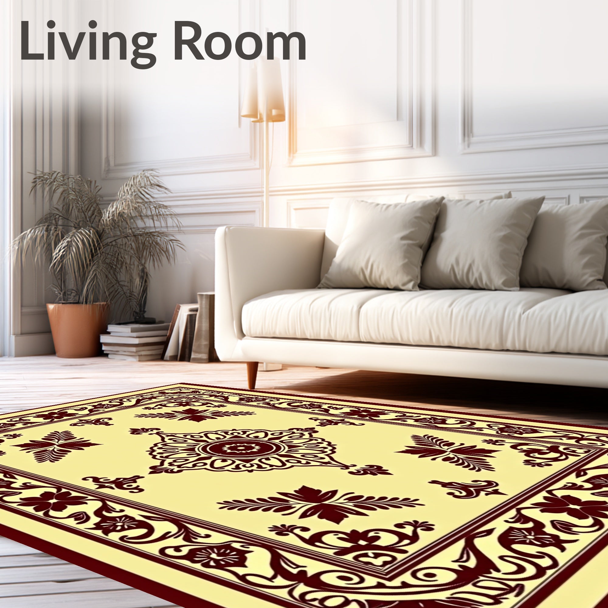 Ornate Floral Medallion Cream Rug