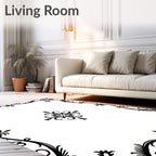 Black Baroque Filigree Square Motif Rug