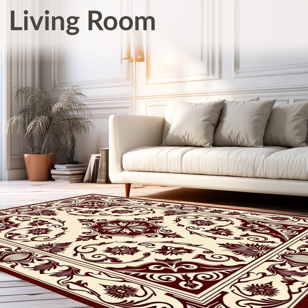 Crimson Floral Medallion Classic Rug