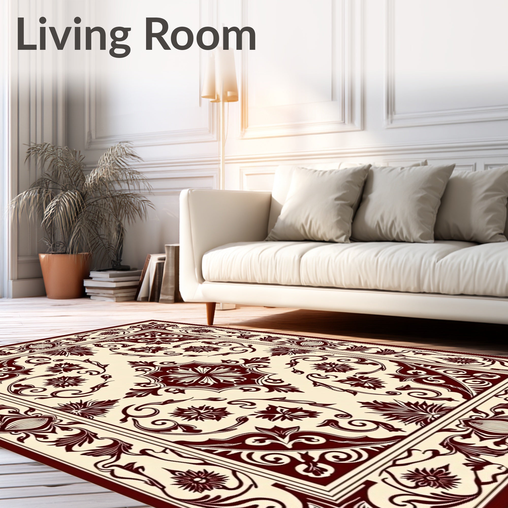 Crimson Floral Medallion Classic Rug