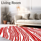 Bold Red Swirl Lines Rug