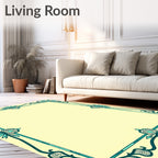 Turquoise Vintage Floral Border Rug