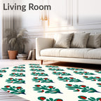 Green Red Budding Branch Repeat Rug