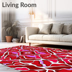 Crimson Pink White Organic Symmetry Rug