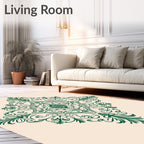Elegant Green Victorian Floral Medallion Rug