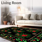 Crimson Holly Berry Garland Border Rug