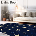 Golden Moon Starry Night Sky Rug