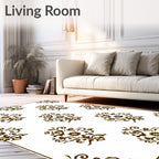 Brown Floral Scroll Medallion Rug