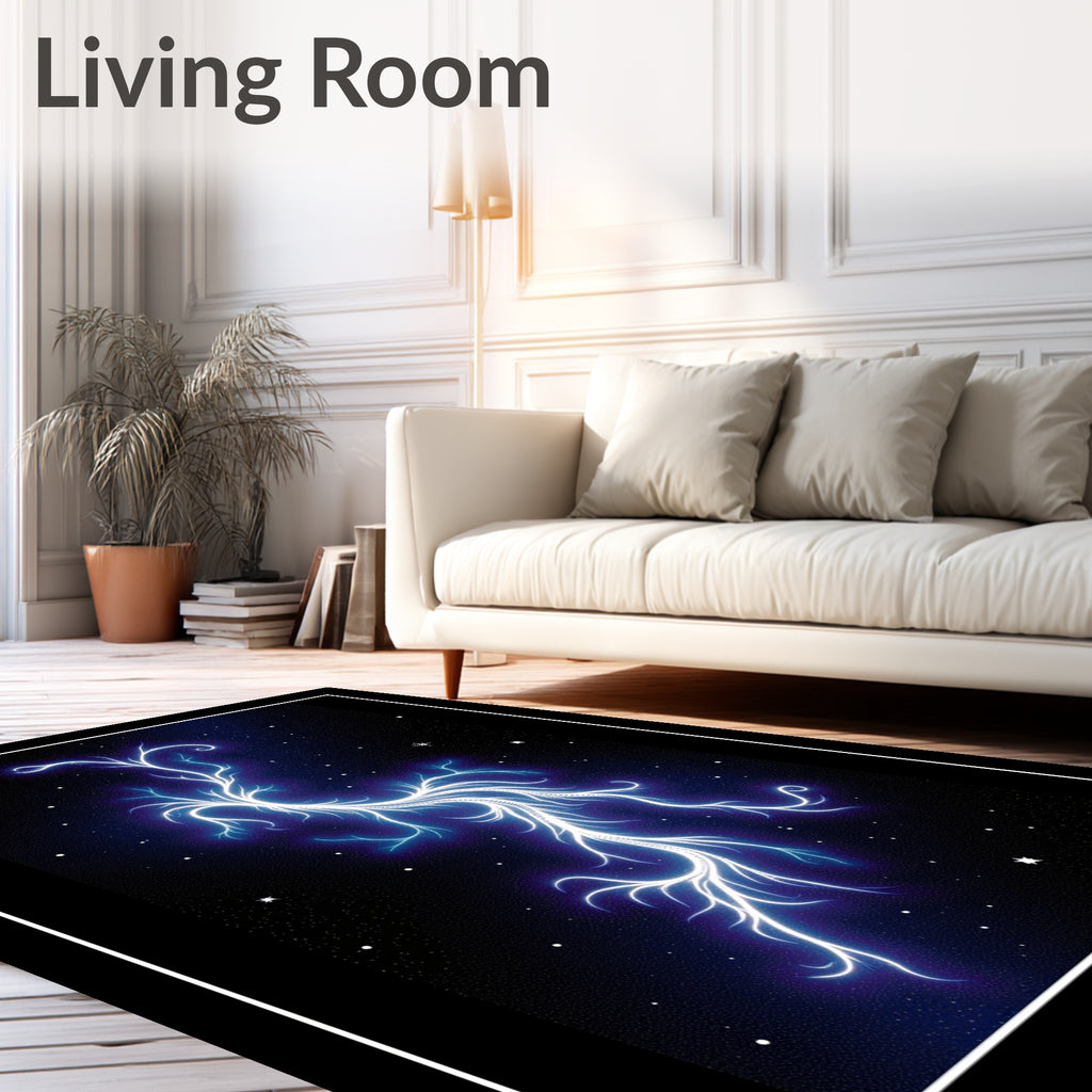 Electric Blue Cosmic Branch Nebula Rug