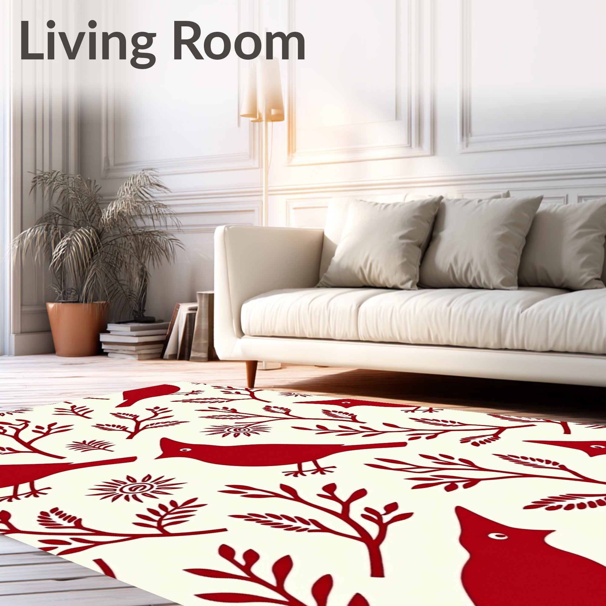 Crimson Cardinal Branch Blossom Rug