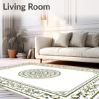 Olive Green Medallion Border Rug