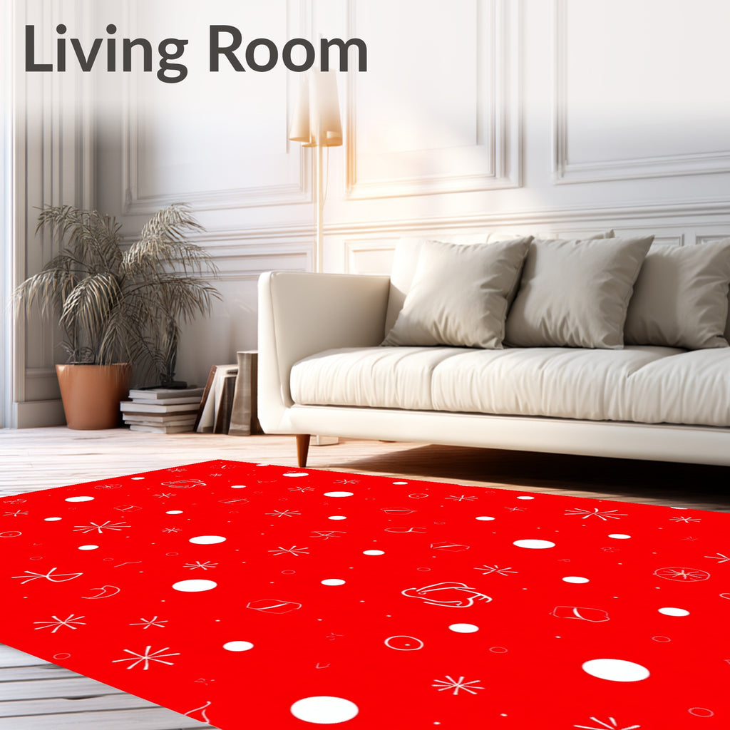 Whimsical Red Snowfall Scatter Rug