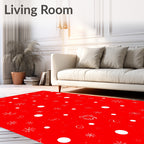 Whimsical Red Snowfall Scatter Rug